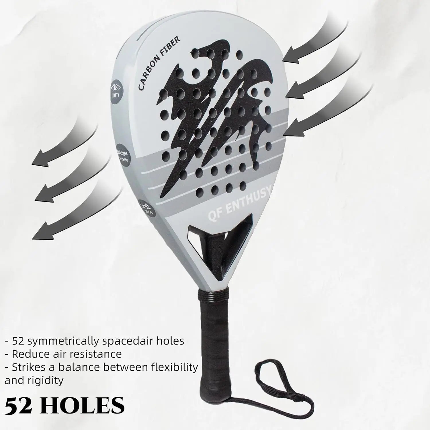 Padel Racket, Carbon Fiber Surface