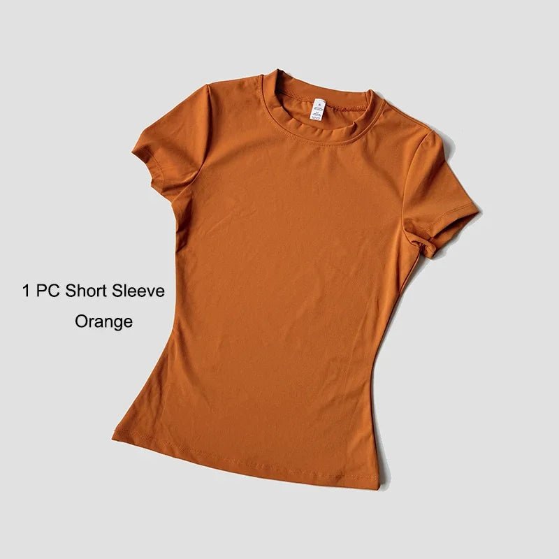 Legging Crop Top Short Sleeves Sports Suit