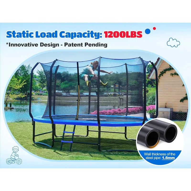 Oval Outdoor Trampoline with Safety Net