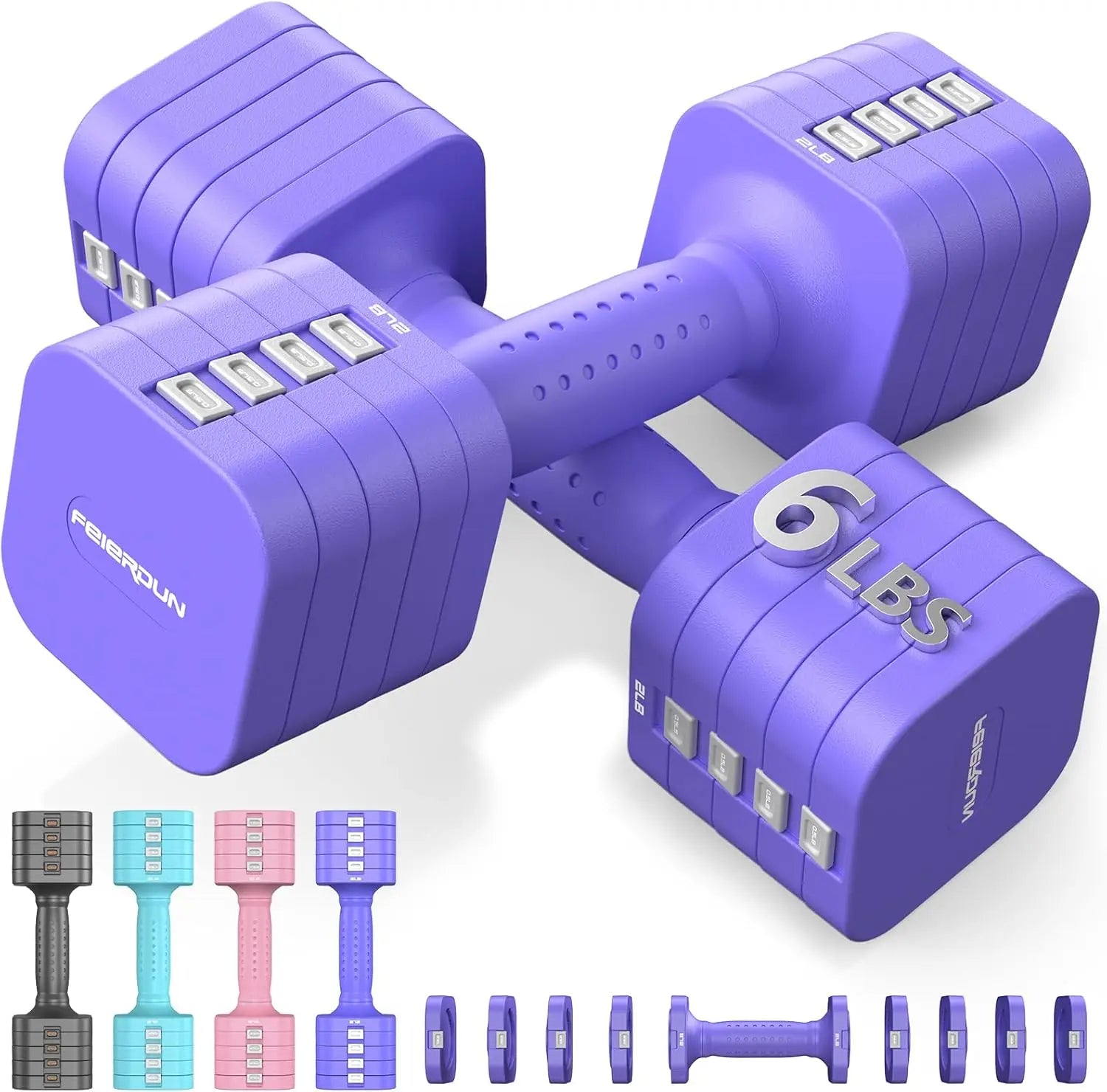 5-in-1 Adjustable Dumbbell Set of 2