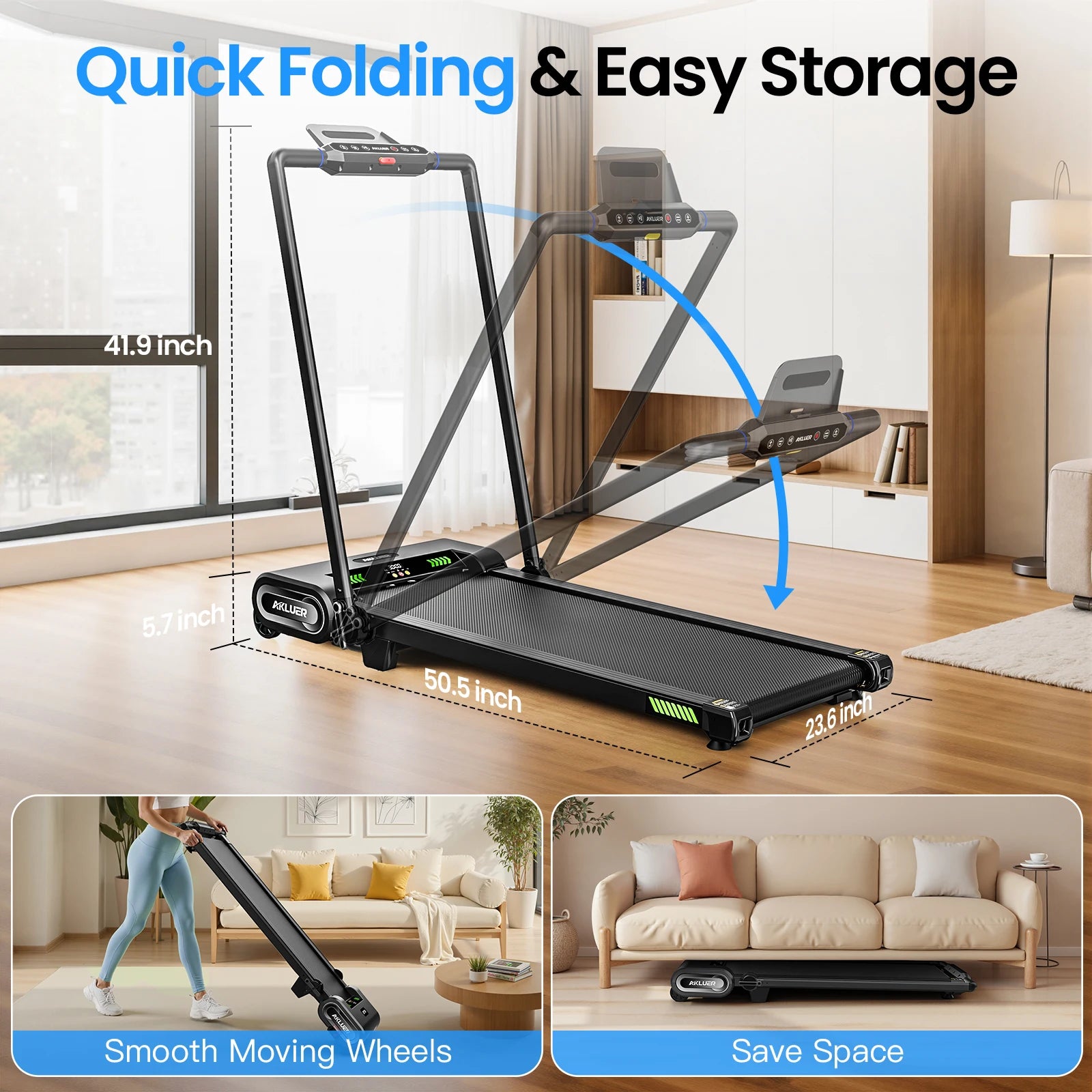 Auto Incline Walking Pad Treadmill 2.5HP