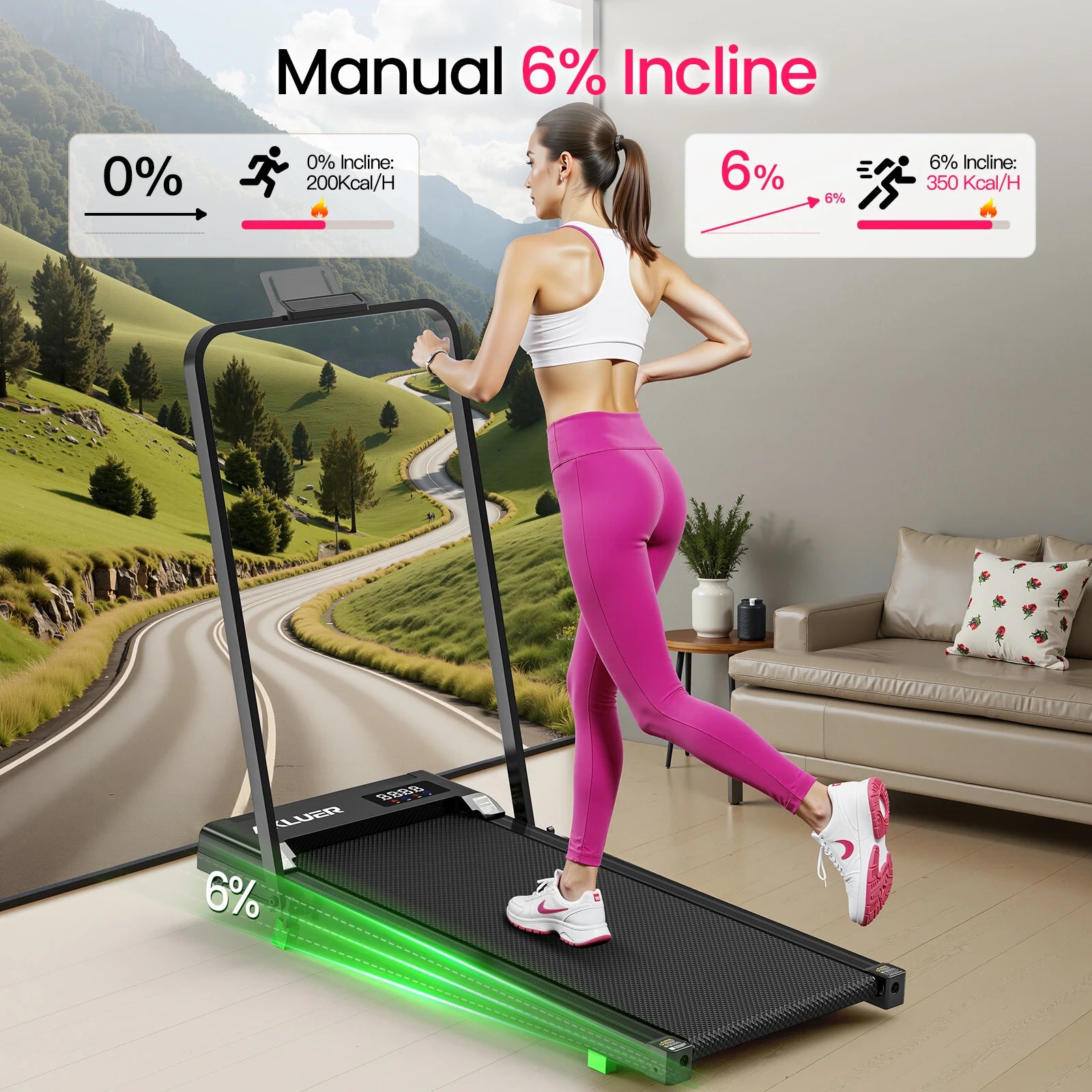 2.5HP Walking Pad Treadmill 330lbs Capacity