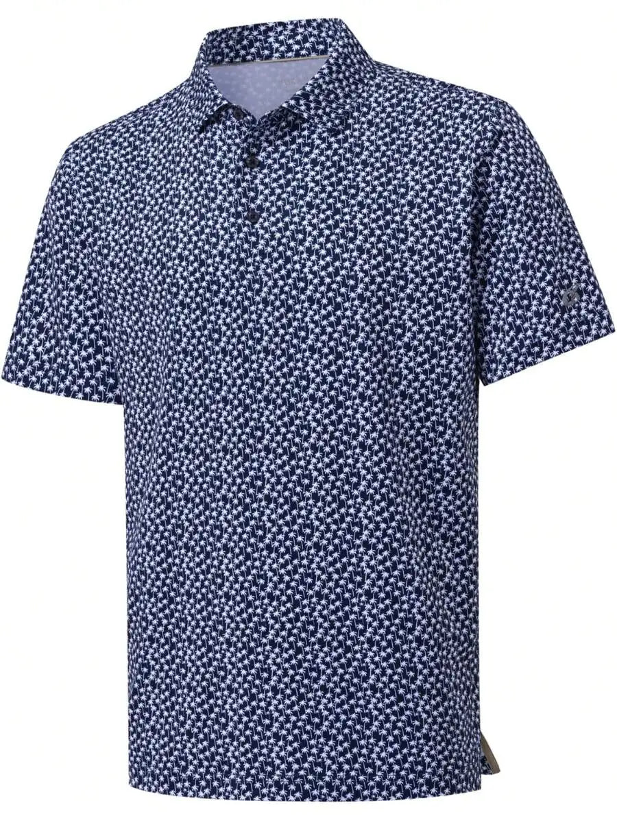 Mens Floral Dot Pattern  Golf Shirt
