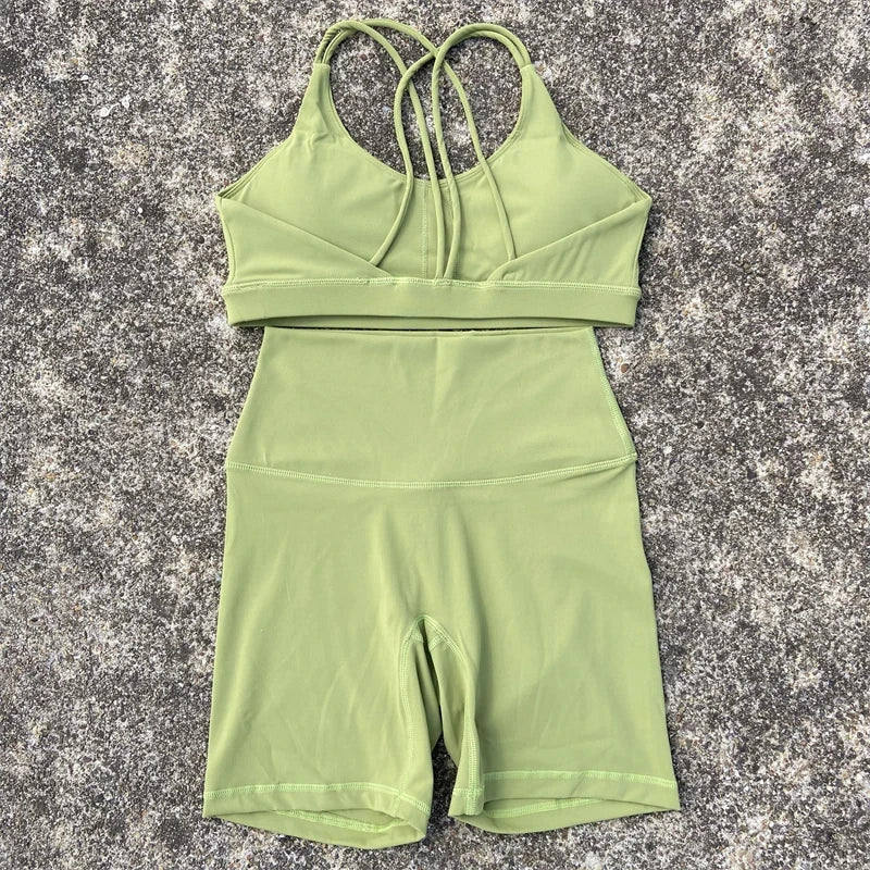 Women Gym Yoga Short Cycling Set