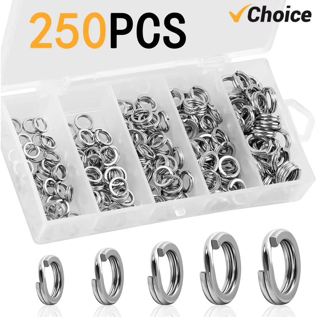 5 Size Stainless Steel Fishing Split Rings