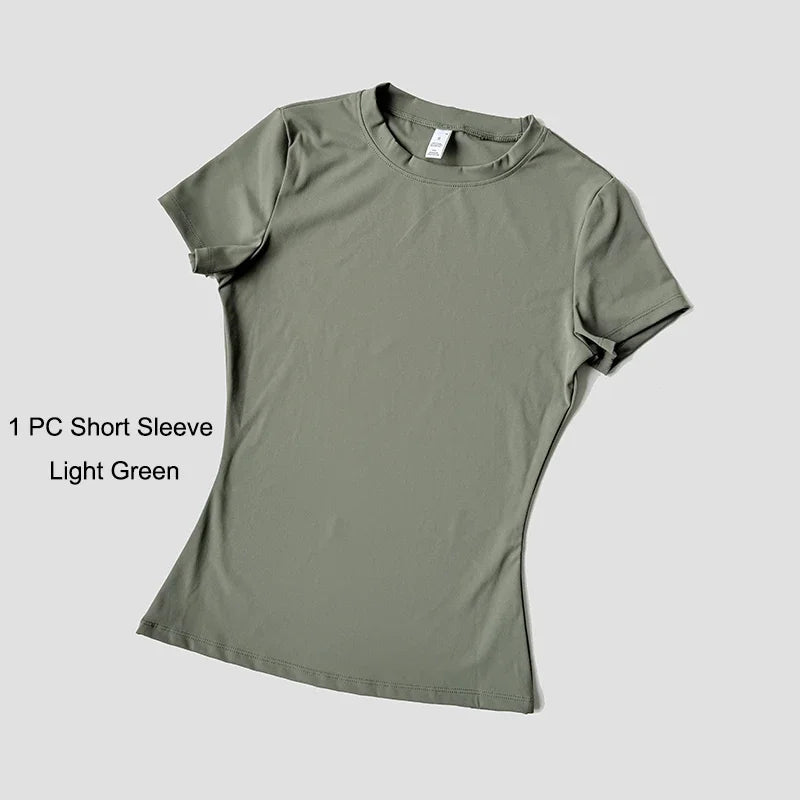 Legging Crop Top Short Sleeves Sports Suit