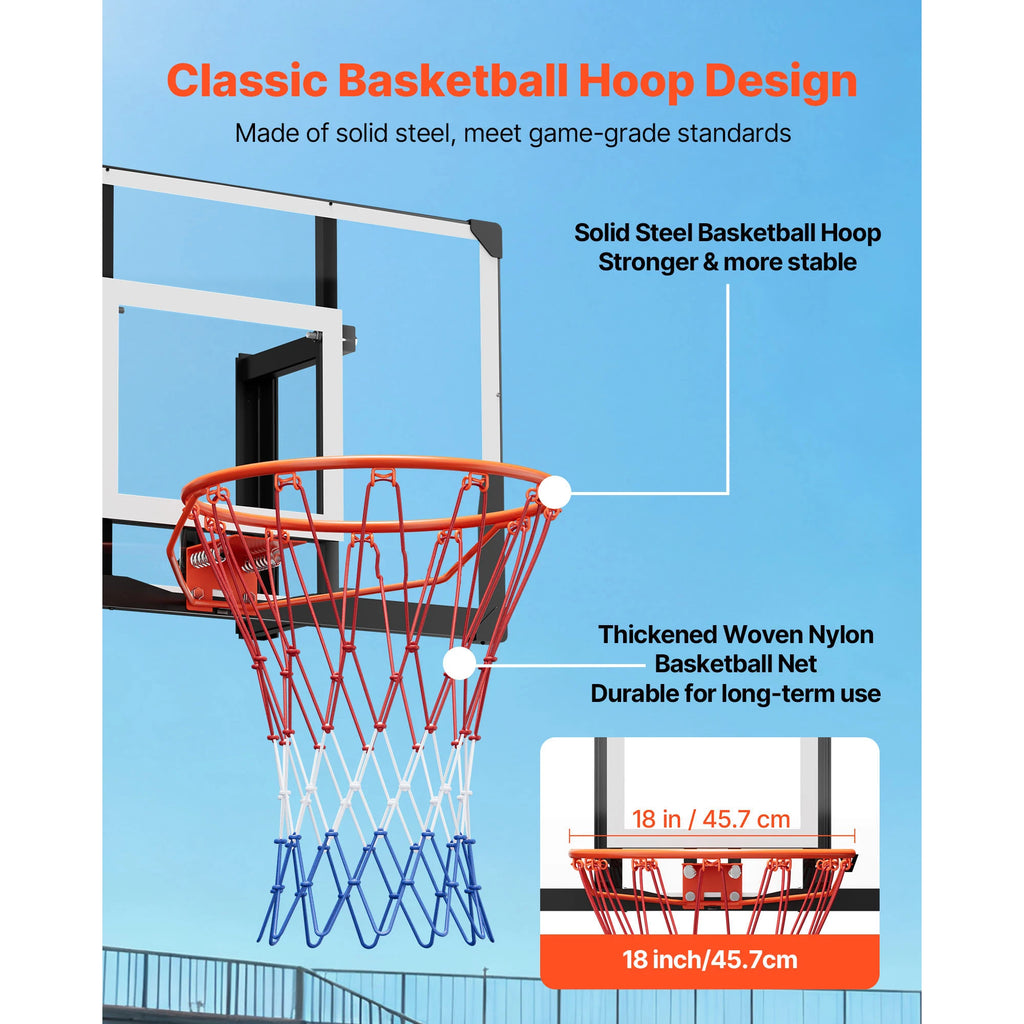 Wall Mount Basketball Hoop 44in PC Backboard