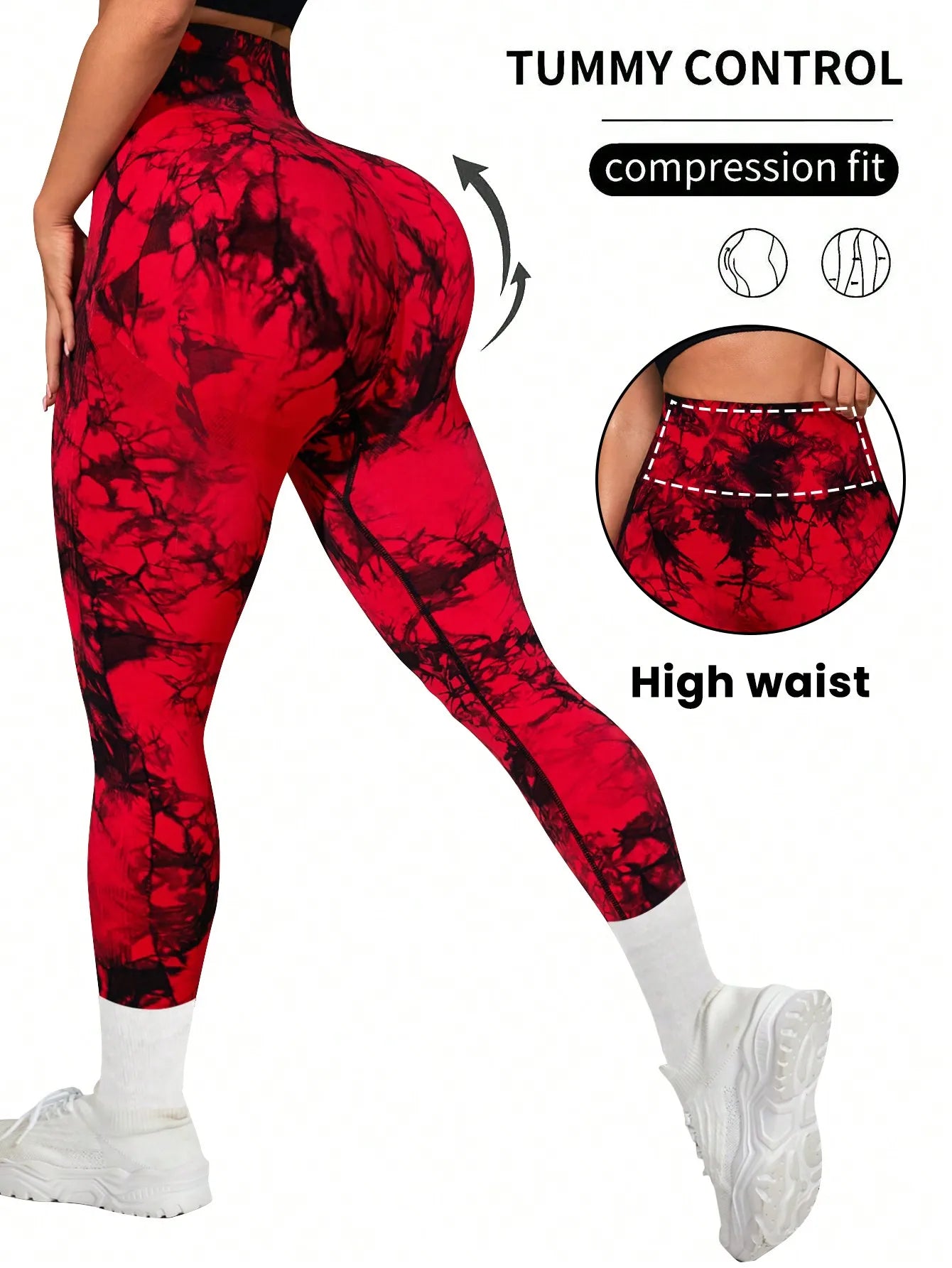 High Waist Tie Dye Compression Leggings Women