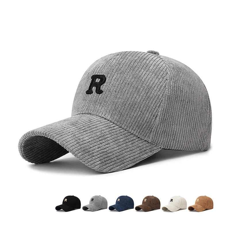 Corduroy Baseball Cap with 3D  'R' Letter