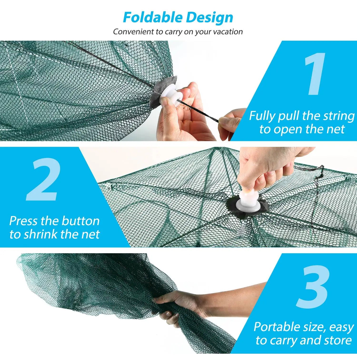 Foldable Fishing Trap Net 6 Holes