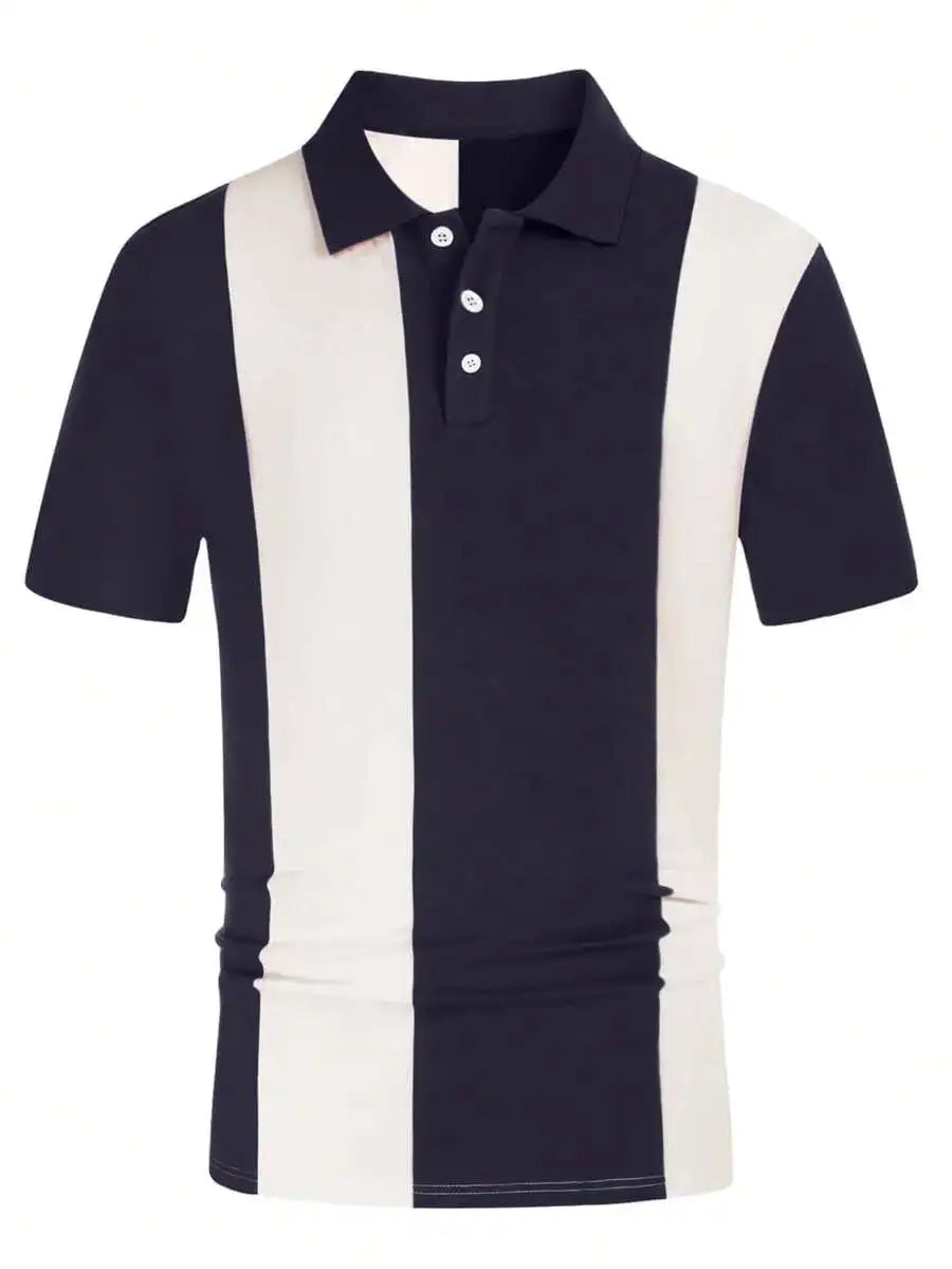 Mens Short Sleeve Striped  Golf Shirt