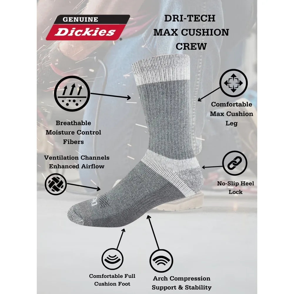 Men Max Cushion Athletic Crew Socks 6 Pack