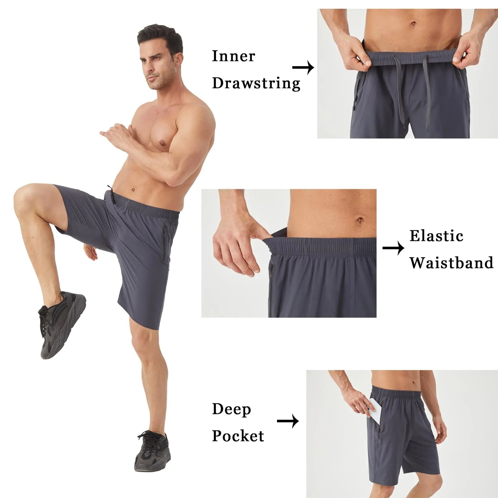 2 Pack Mens Basketball Quick Dry Shorts