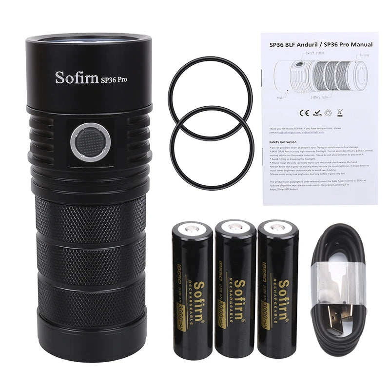 8000lm Powerful LED Flashlight  4*SST40 USB C Rechargeable 18650 Torch