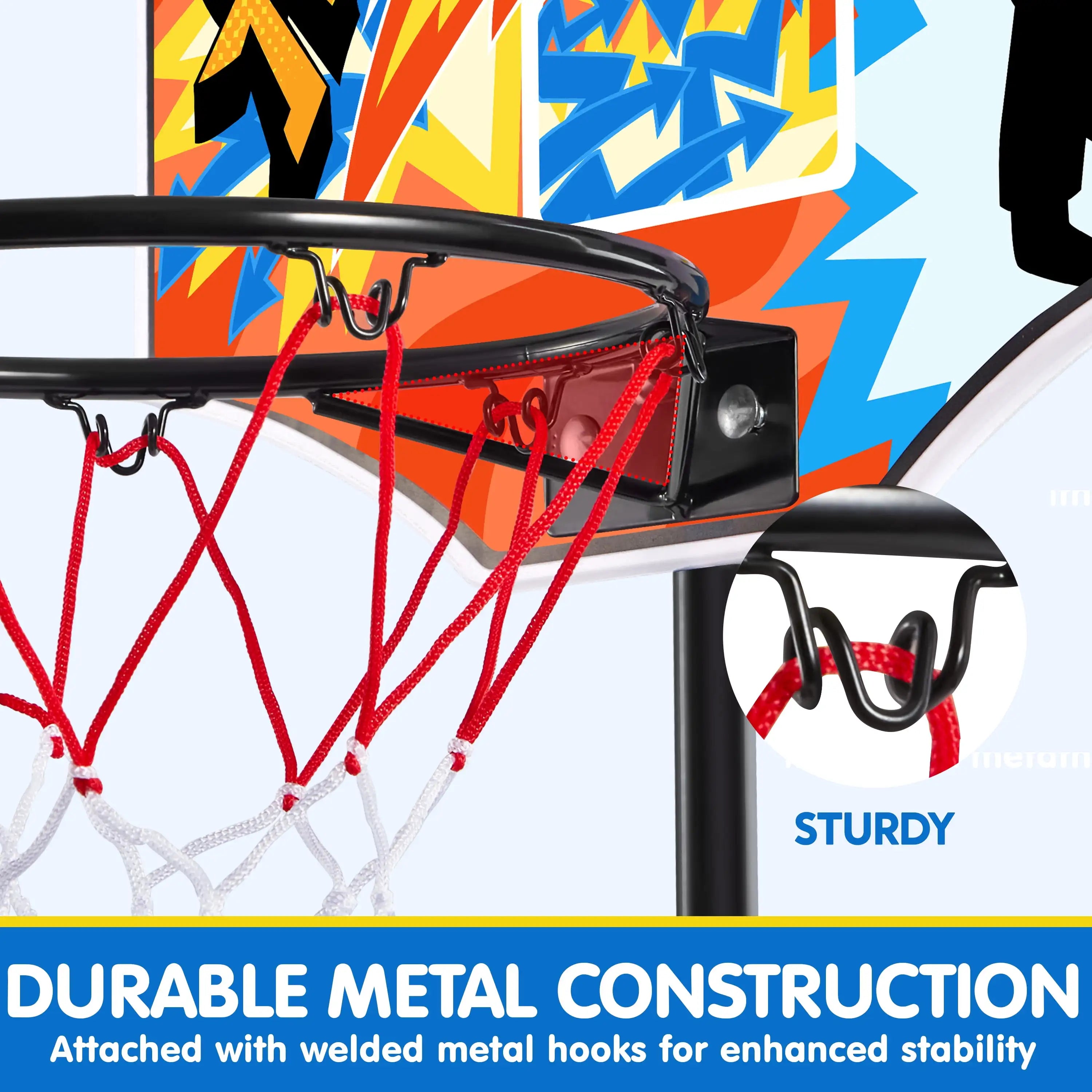 2.8-6.2 ft Adjustable Kids Basketball Hoop