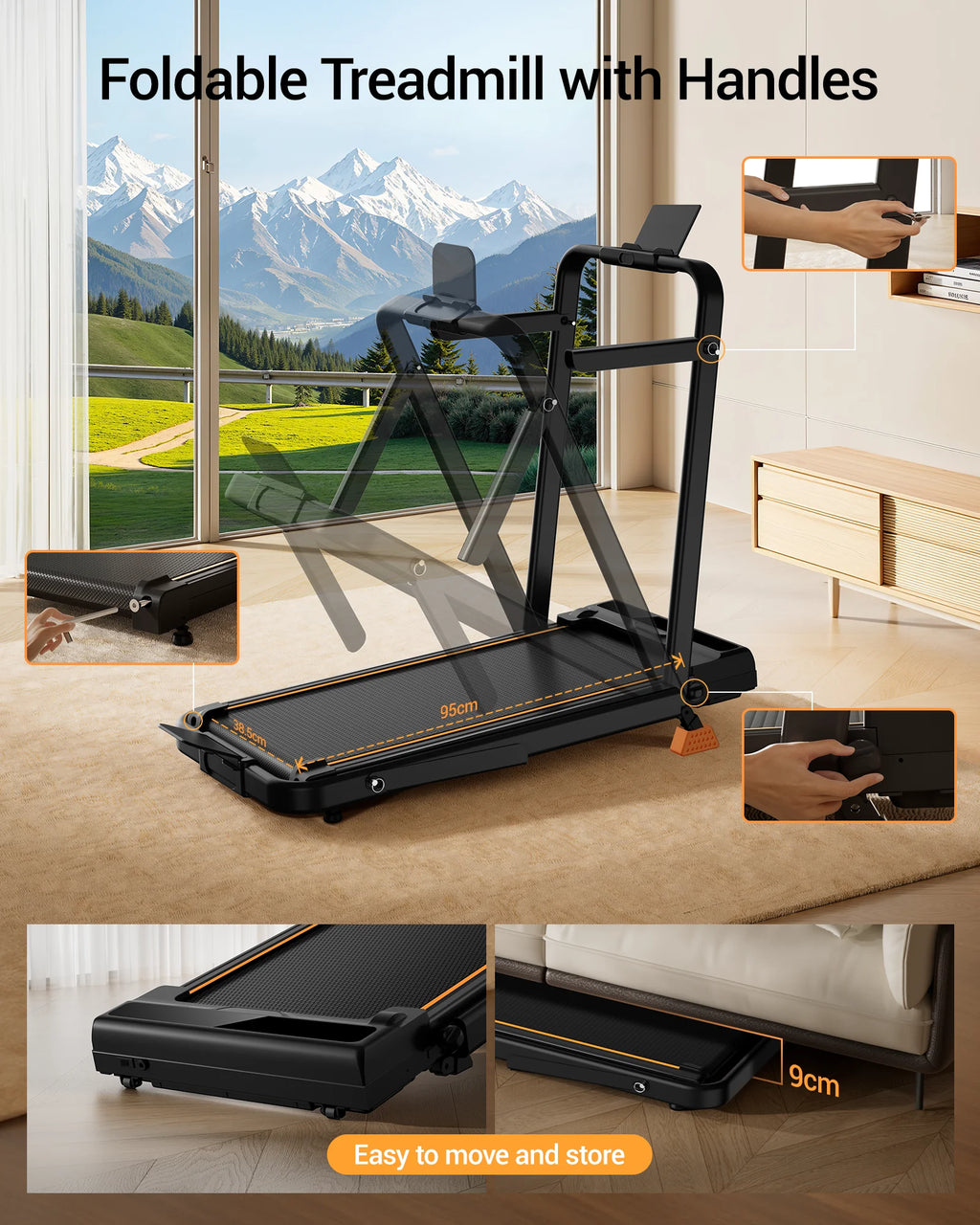 2 In 1 Foldable Walking Running Treadmill