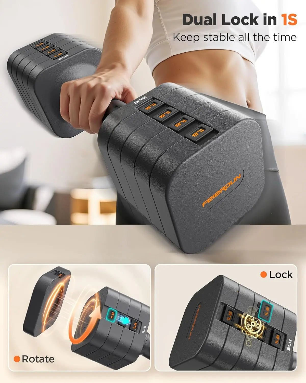 5-in-1 Adjustable Dumbbells Set of 2