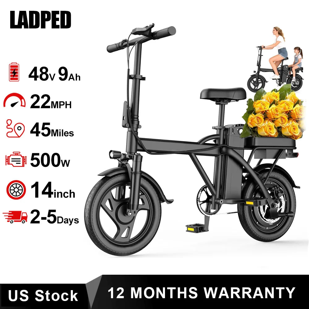 14'' Foldable Electric Bike 500W Motor