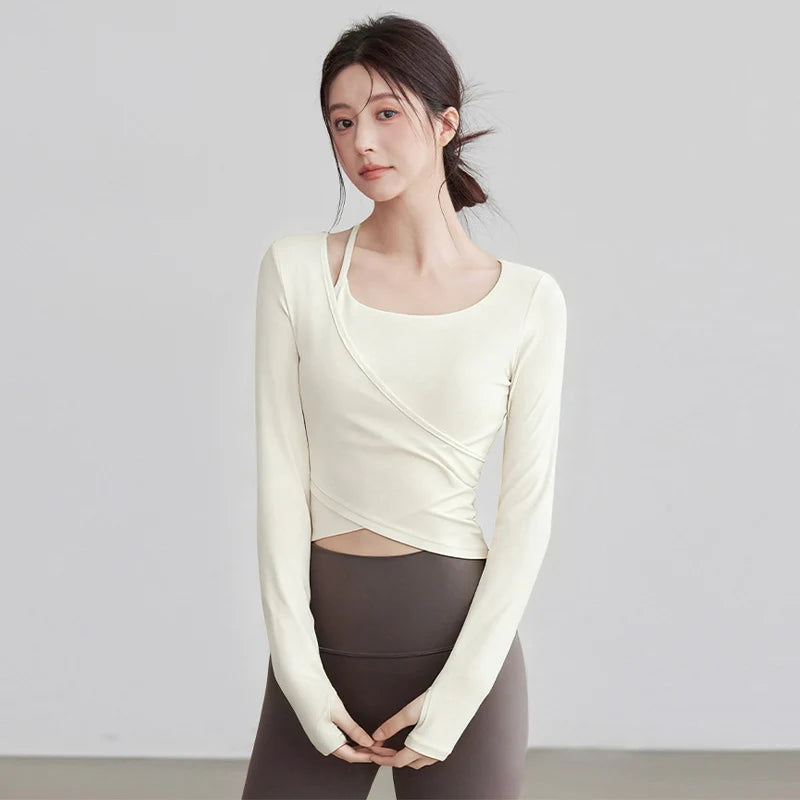 Long Sleeve Sports Tops Pilates Padded Shirt