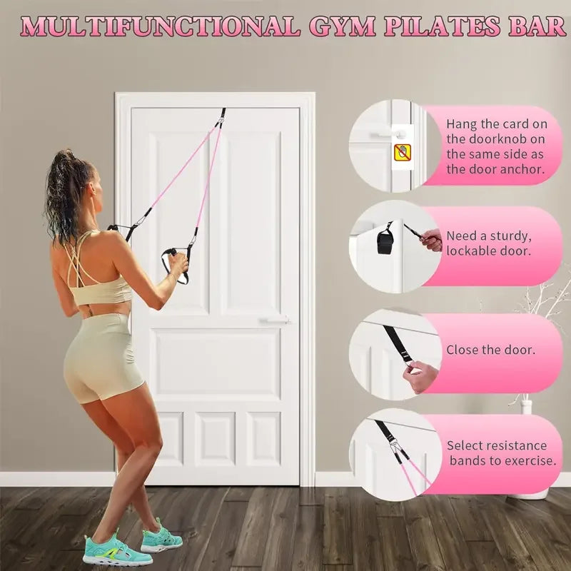 Pilates Bar Kit With Elastic Resistance Bands