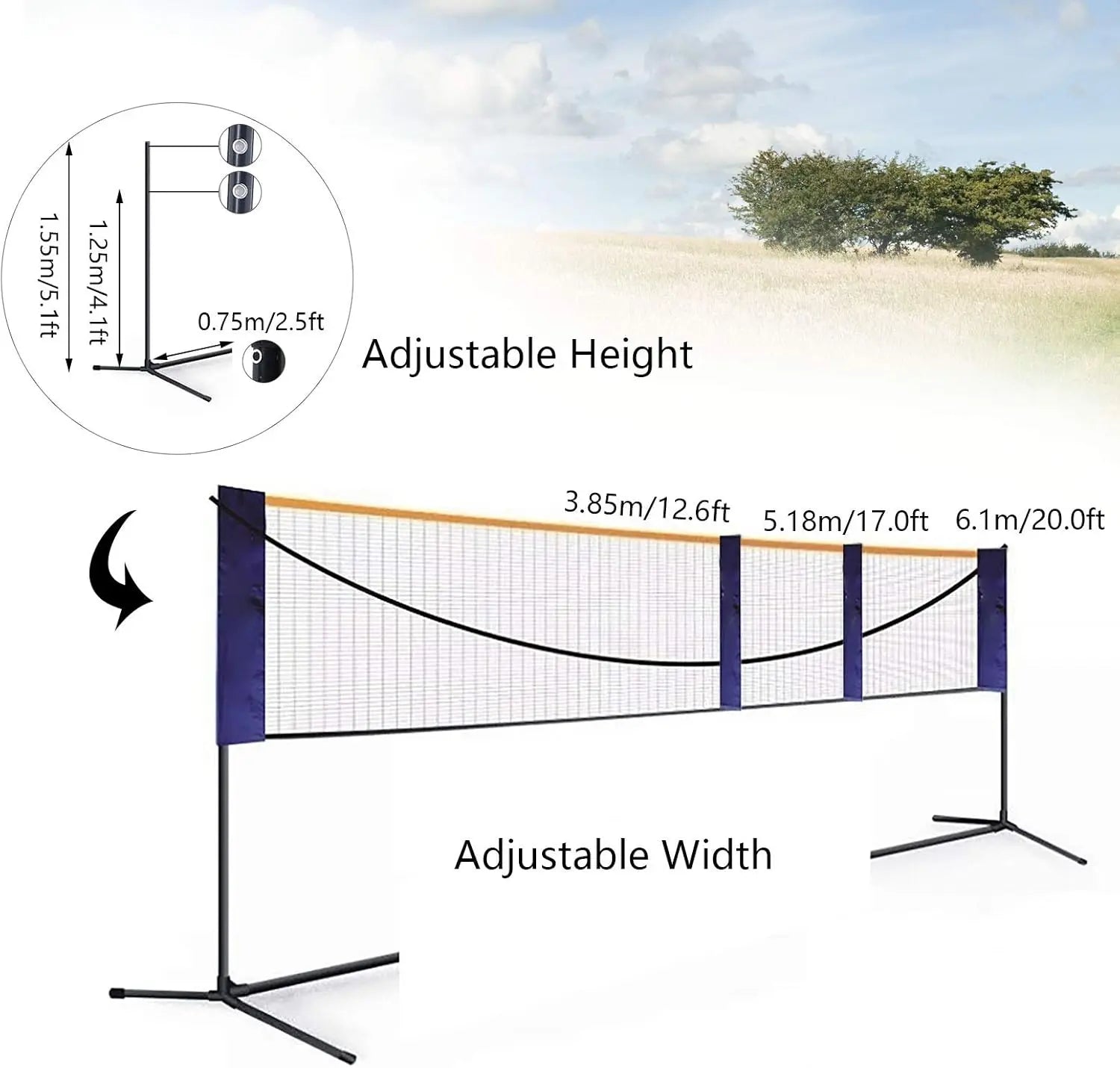 20Ft Portable Badminton Net