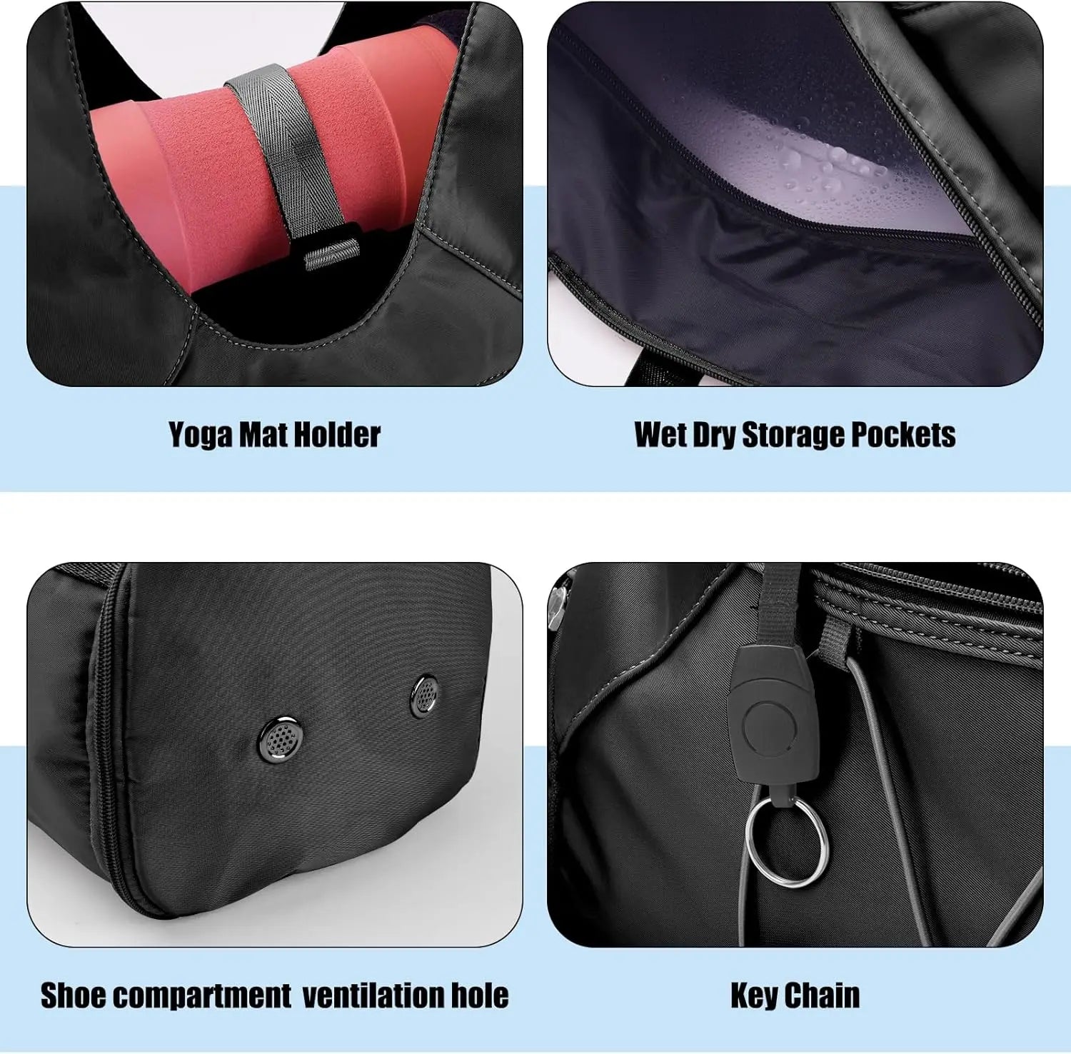 Women's Gym Bag with Yoga Mat Holder