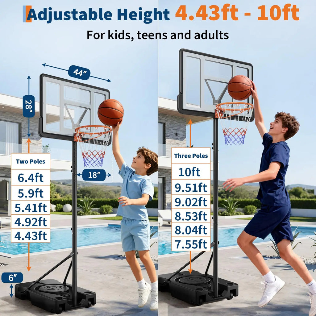 44 Inch Portable Basketball Hoop