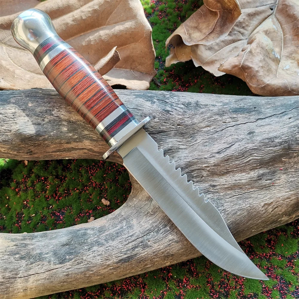 Steel Blade Hunting Knife Wooden Handle