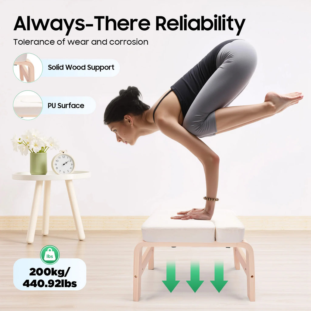 Wood Yoga Headstand Bench Stool