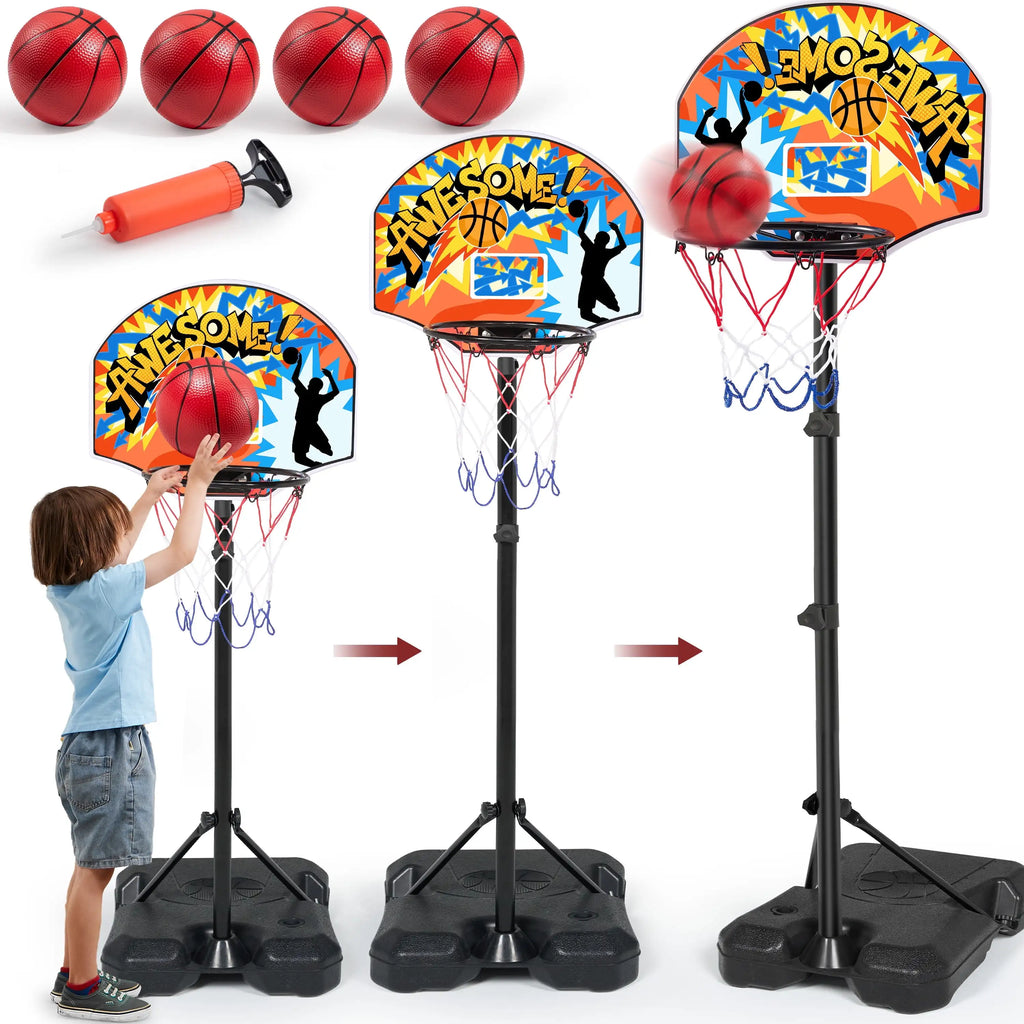 2.8-6.2 ft Adjustable Kids Basketball Hoop