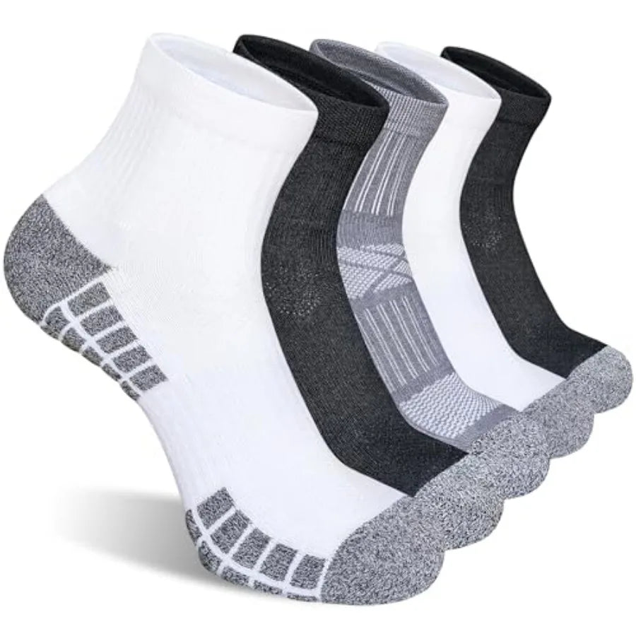 5 Pair Men's Athletic Cushioned Quarter Socks