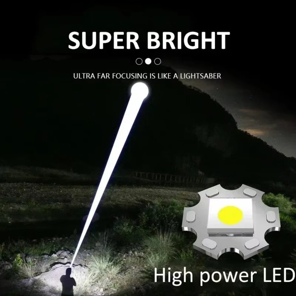 Powerful LED Flashlight With Zoom And Digital Display