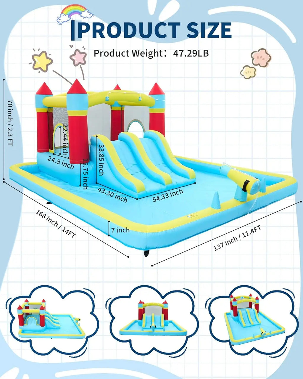 7-in-1 Blow up Water Slides for Backyard
