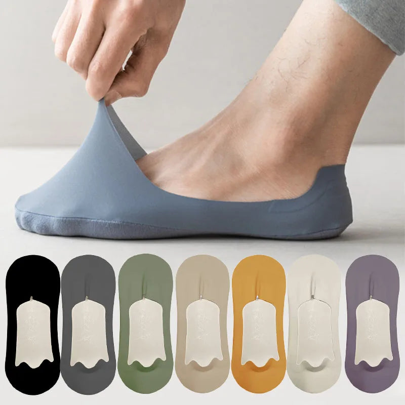 5pairs Men's Socks Cotton  No Show Silicone