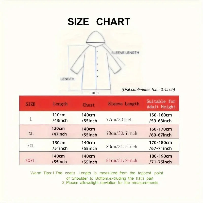 Adult Waterproof Long Raincoat Women's Men's