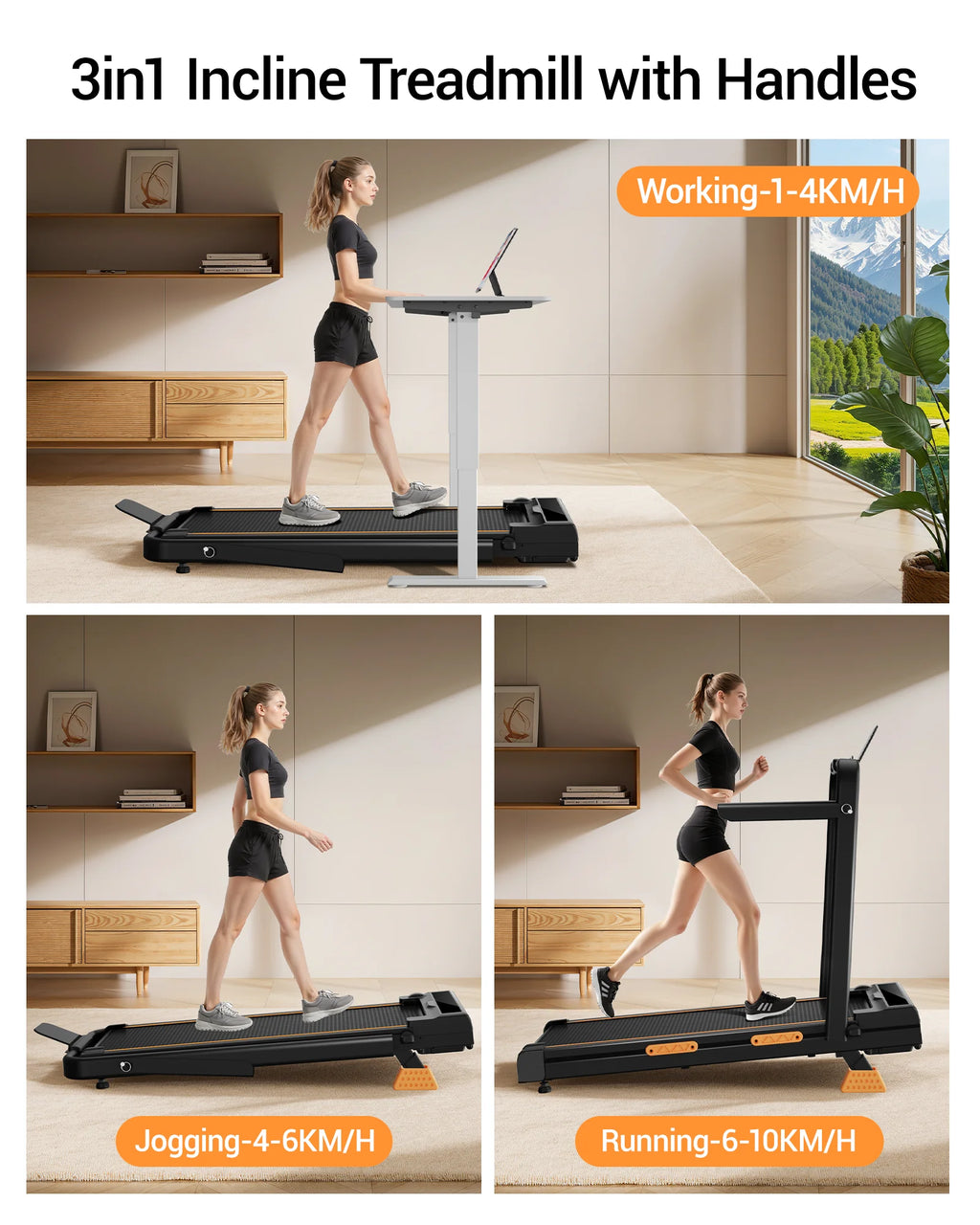 2 In 1 Foldable Walking Running Treadmill