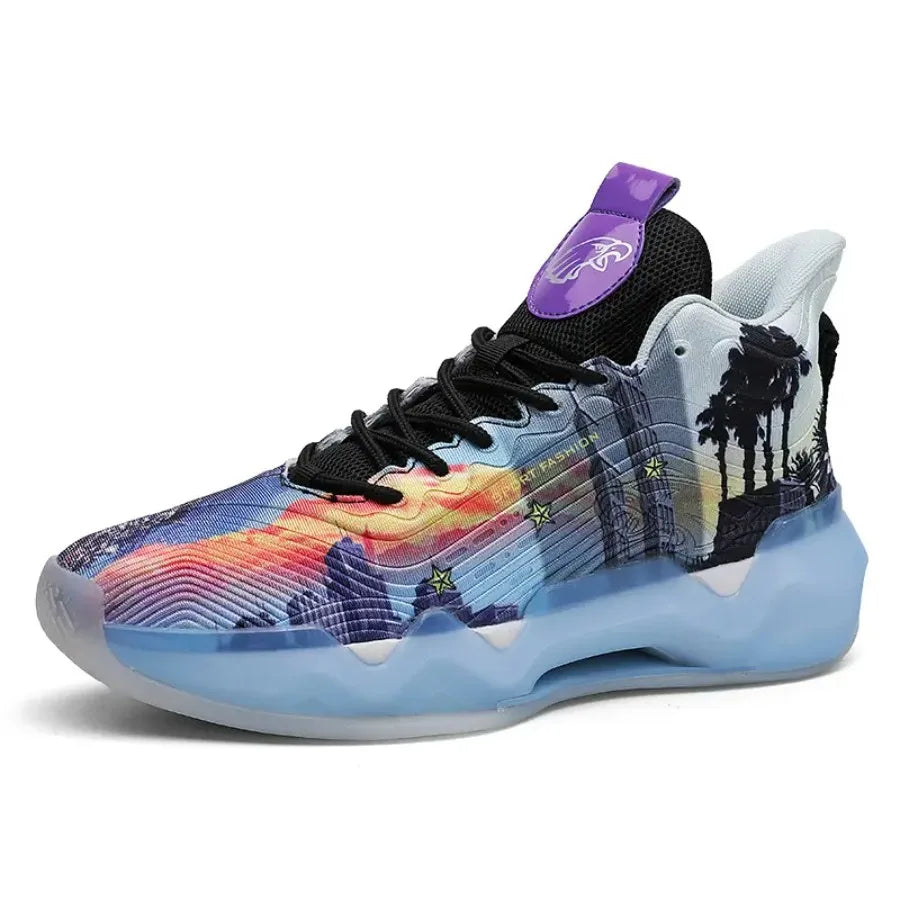 Men's High-Top Basketball Sneakers  Graffiti Design