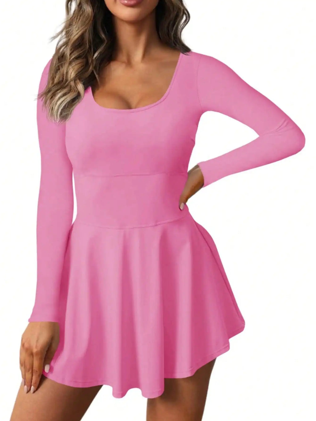 Women Slim High Stretch Tennis Dress LS