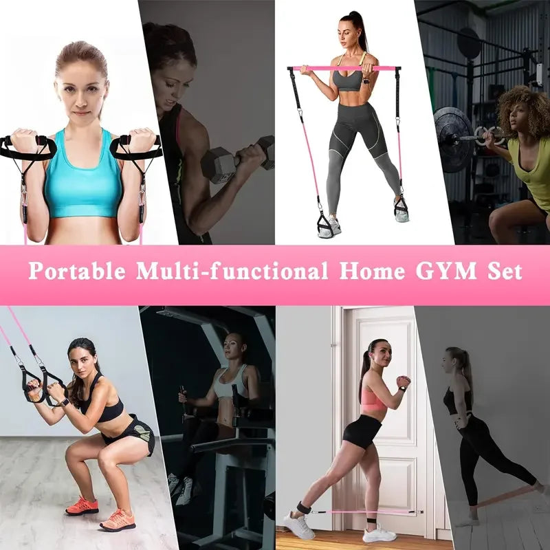 Pilates Bar Kit With Elastic Resistance Bands