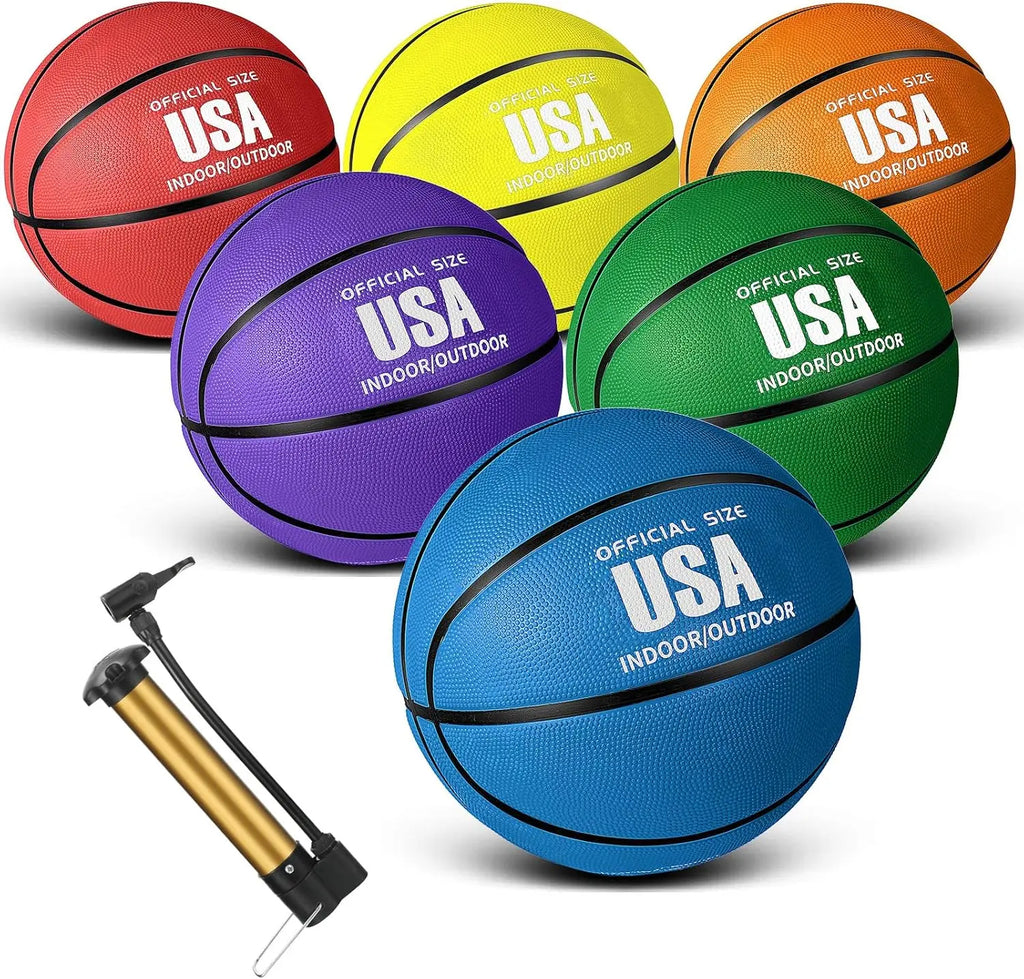 6 Pcs Rubber Basketballs Official Size
