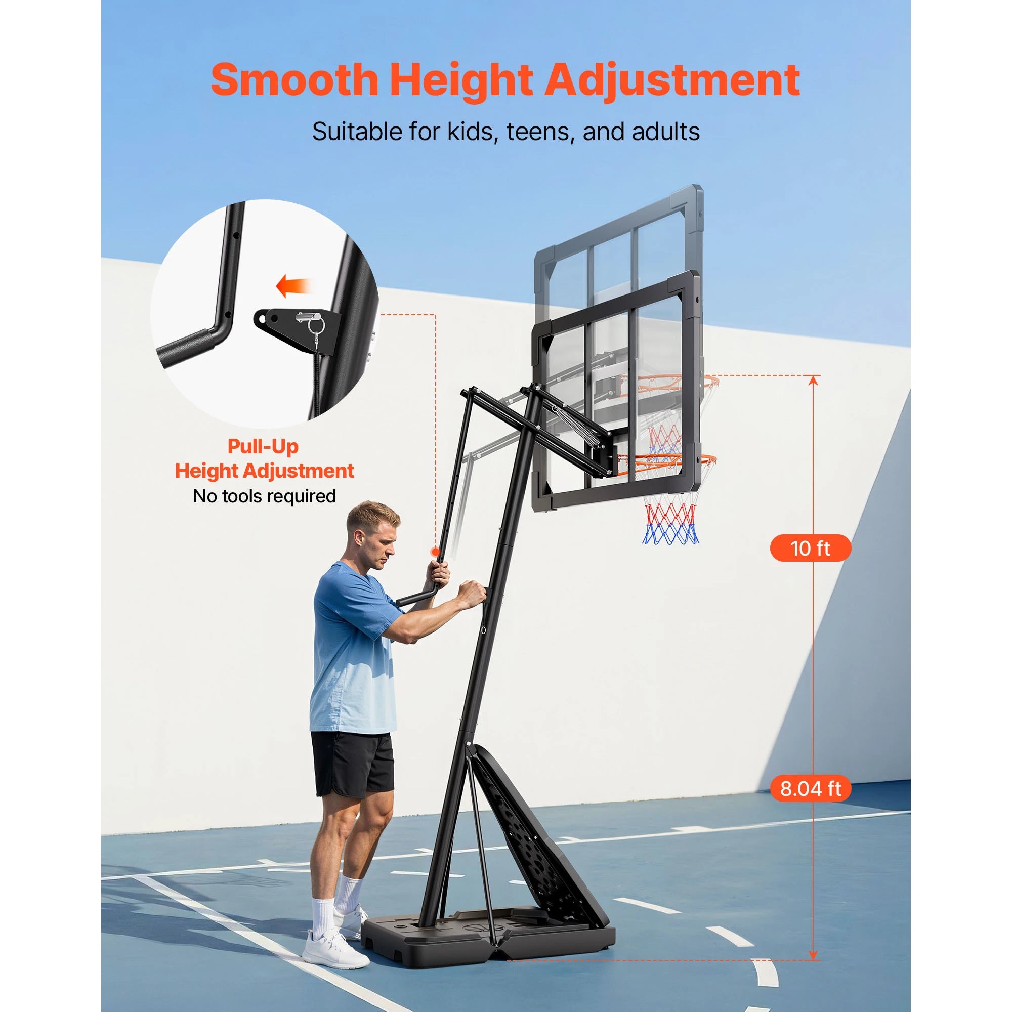 Portable Basketball Stand with Hoop & Backboard