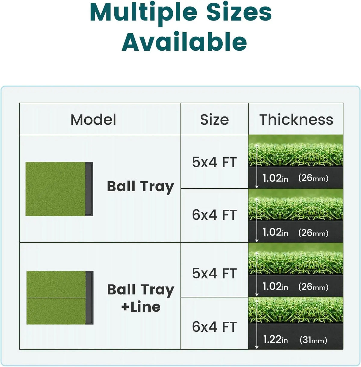 Hitting Mat with Ball Tray, 5x4 / 6x4 ft