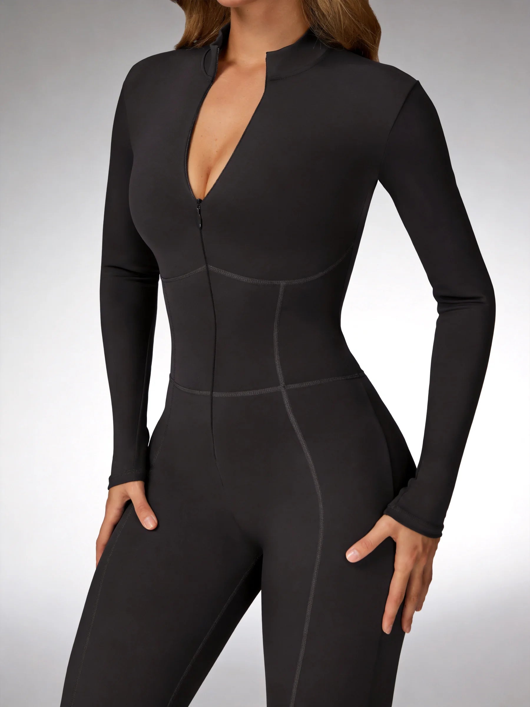Jumpsuits Front Zip Gym Yoga Pilates Bodysuits