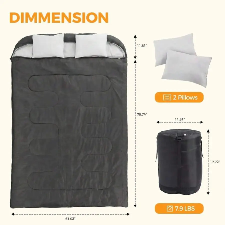 Adult Double Sleeping Bag With Pillow