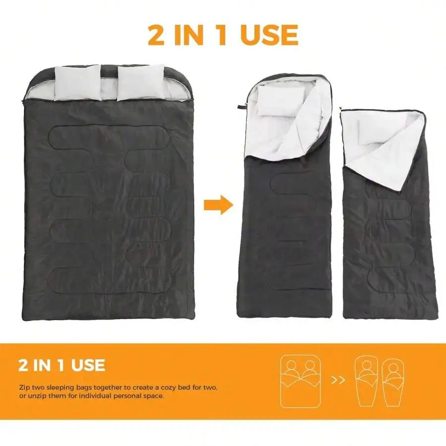 Adult Double Sleeping Bag With Pillow
