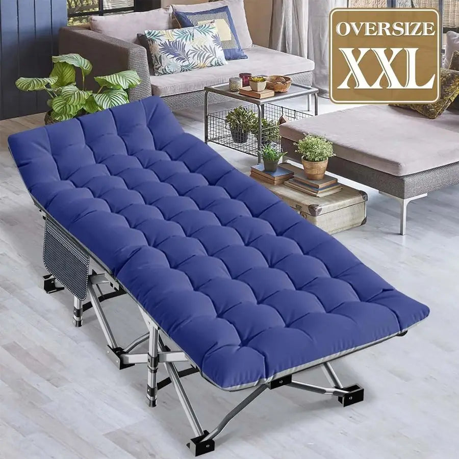 Oversized XXL Folding Camping Cot with Mattress