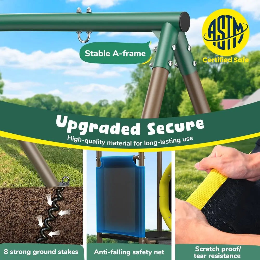 660lbs Swing Set with Slide Crawl Tunnel
