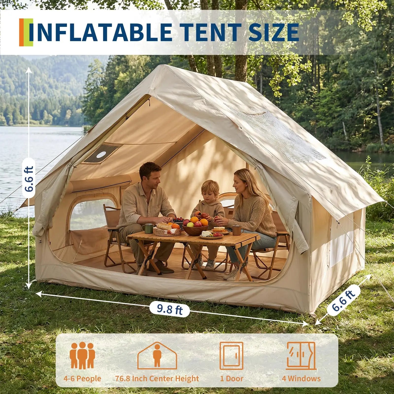 Inflatable Camping Tent –  Shelter for 6
