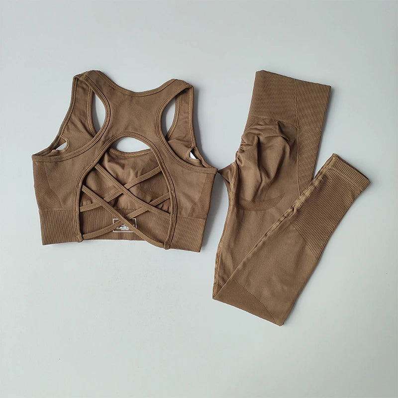 2PCS Sports Bra Women  Leggings Yoga Suit