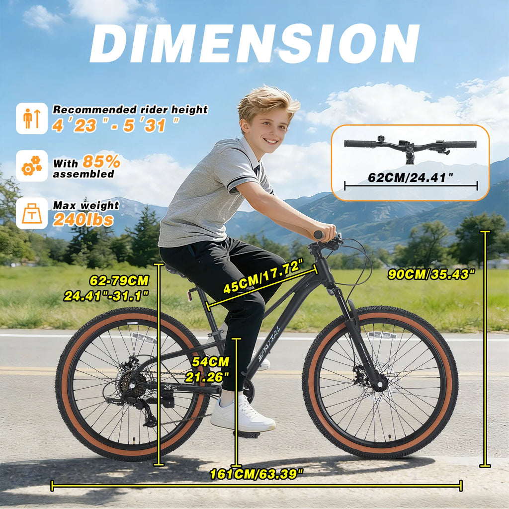 24 Inch Hardtail 7 Speed Mountain Bike